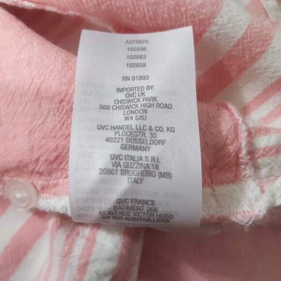 D&Co. Top Women L‎ Pink Striped Popover Yarn Woven Hi-Low Hem Linen Blend F14 - Picture 16 of 16
